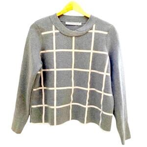 & Other Stories Gray Reflective Windowpane Checkered Grid Print Sweatshirt,Small